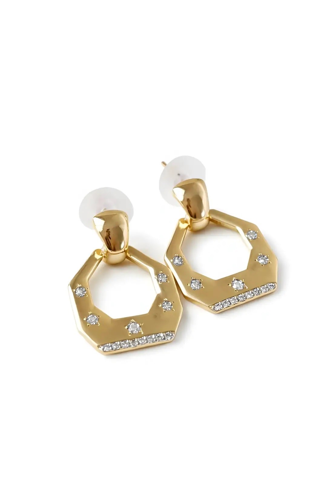 Özel Seri Minimal Taşlı Gold Küpe
