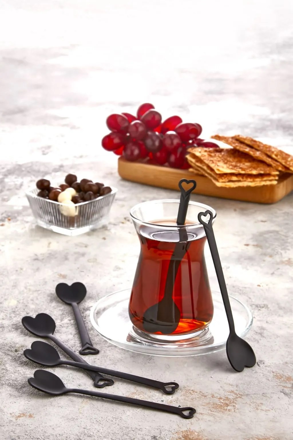 Özel Tasarım 6'Lı Siyah Lüks Çay Kaşığı Seti Takımı