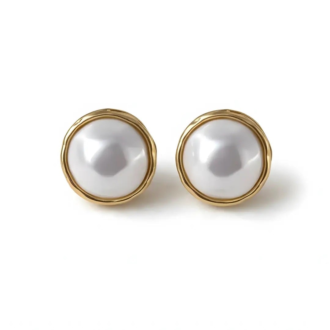 Sedef Yuvarlak Gold Küpe