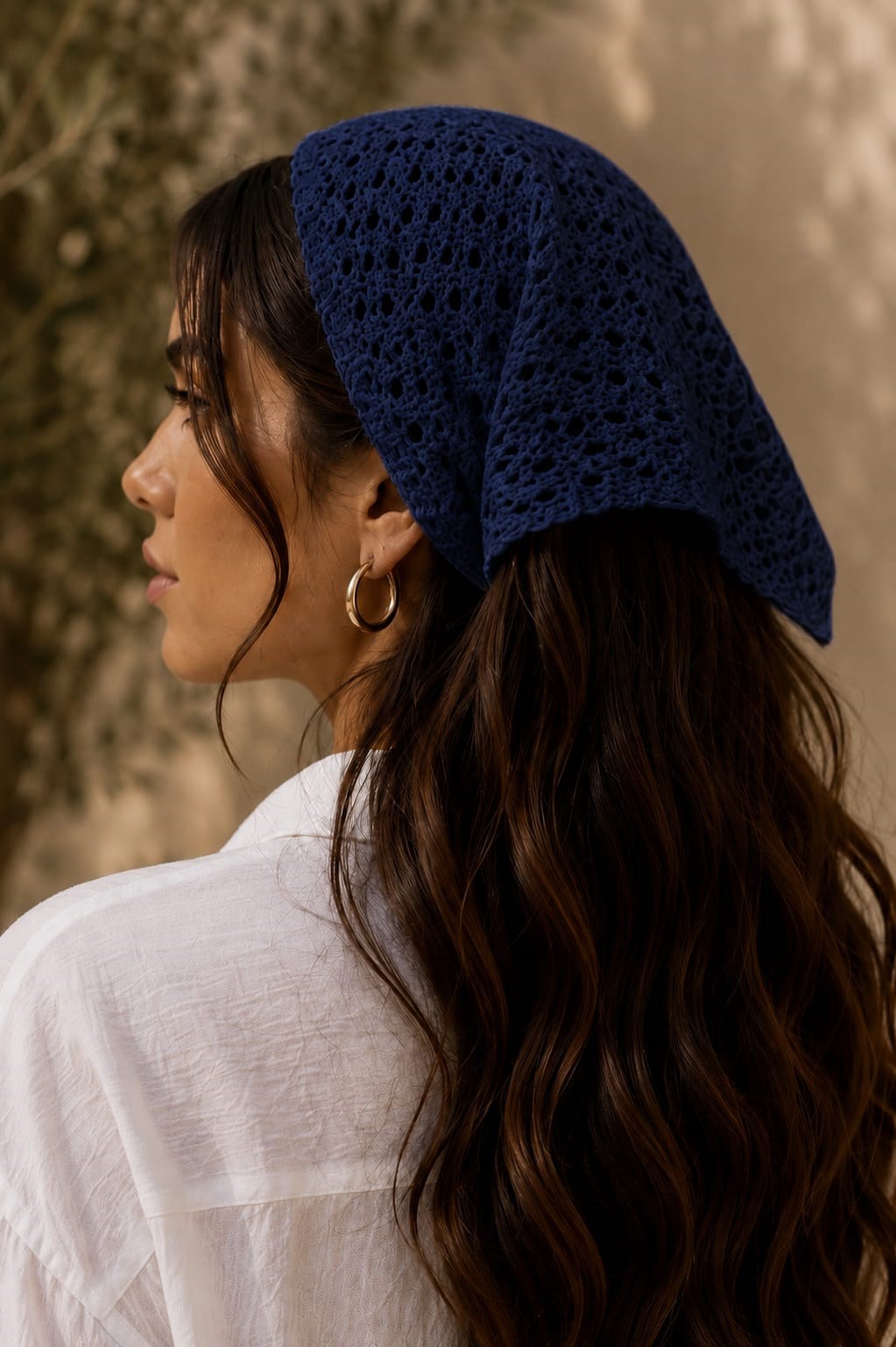 Triko Delikli Örgü Bandana