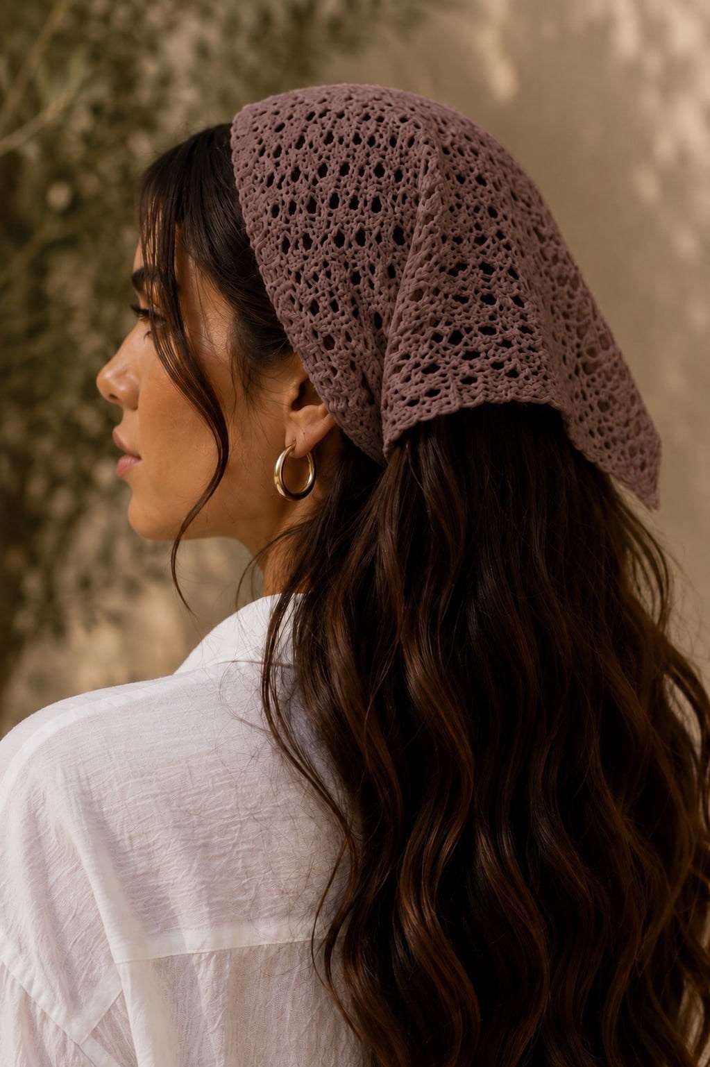 Triko Delikli Örgü Bandana