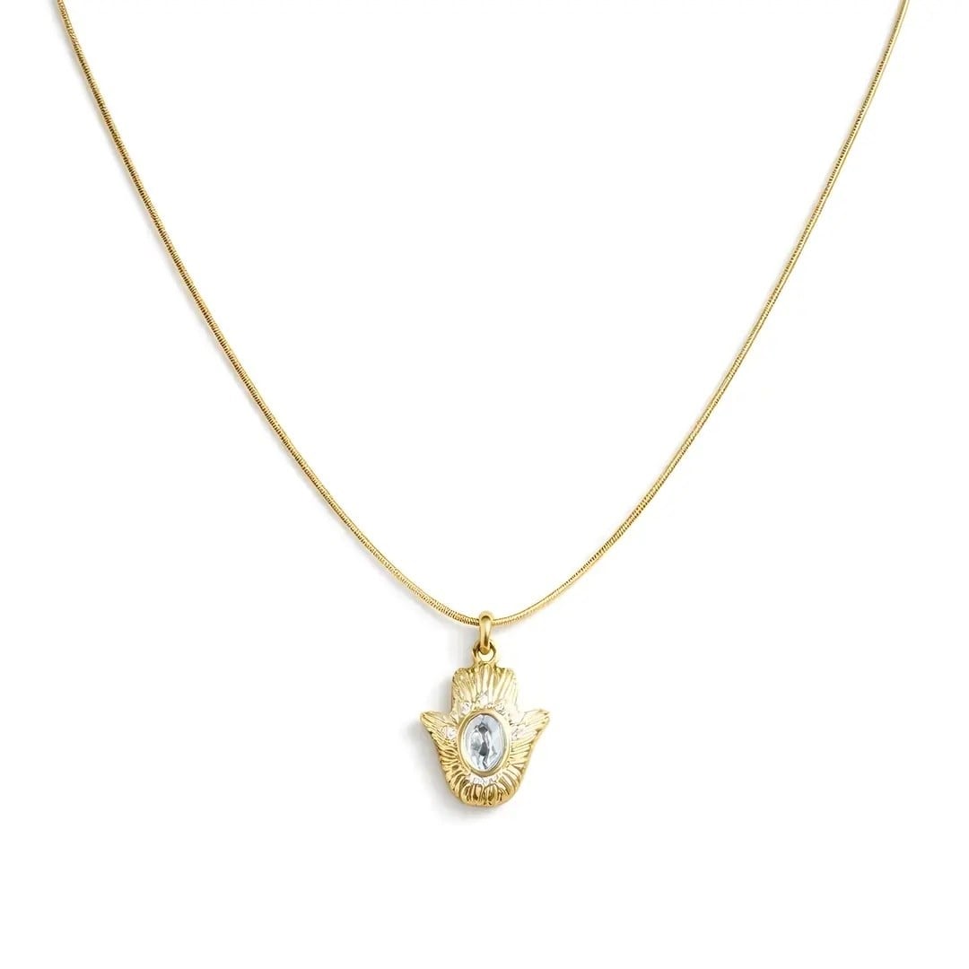Vintage Taşlı Kolye Gold