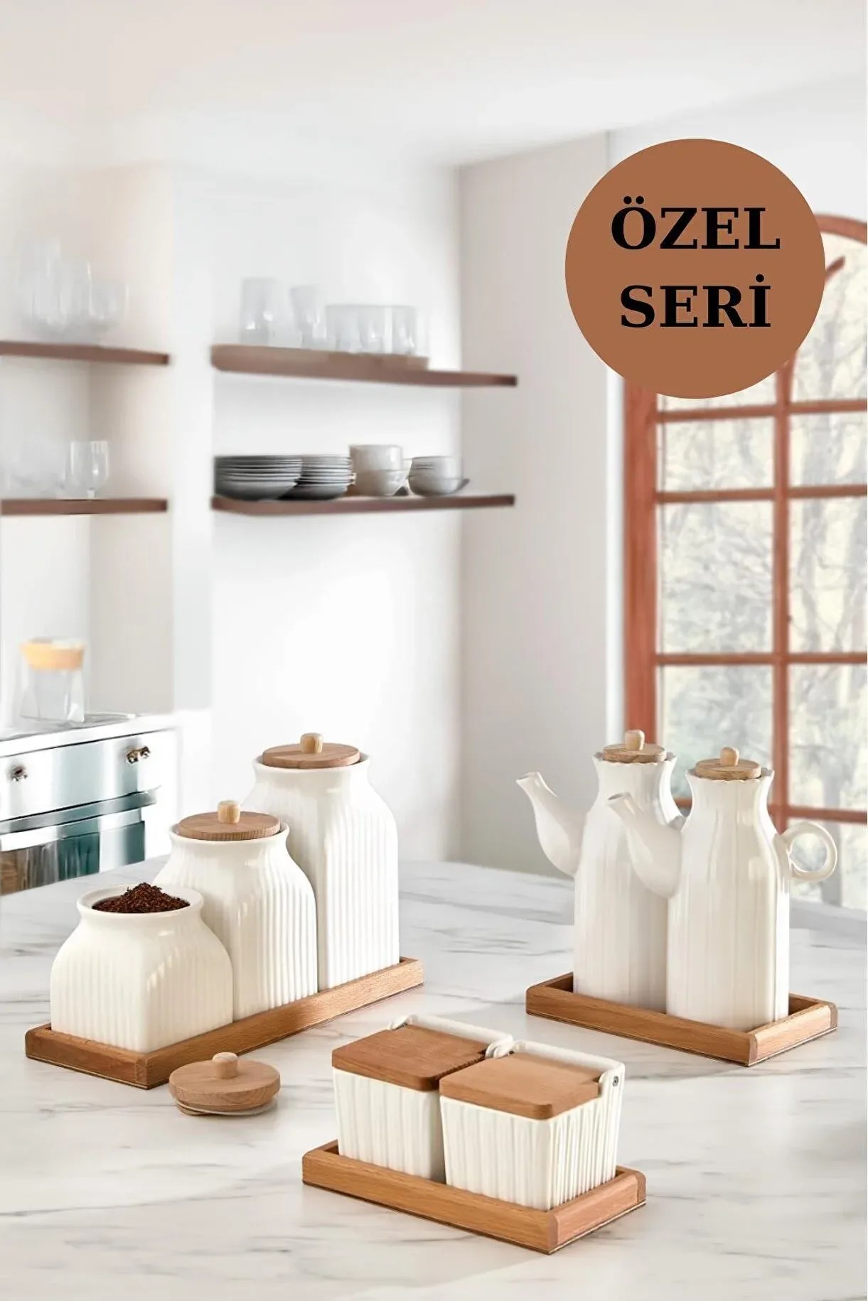 10 Parça Standlı Yağlık Baharatlık & Çay Kahve Şeker Seti