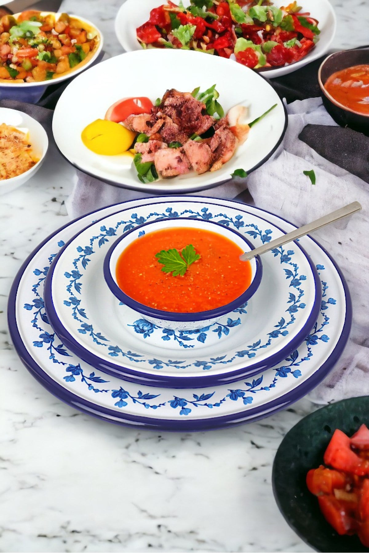 13-24-30 No 3'lü Emaye Yemek Tabağı, Tabak Servis, Yemek, Kamp Piknik, Çeyiz, Hediye