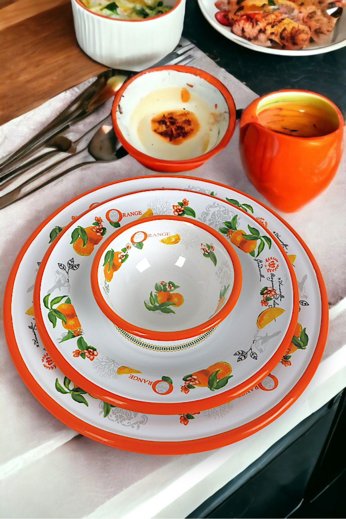 13-24-30 No 3'lü Emaye Yemek Tabağı, Tabak Servis, Yemek, Kamp Piknik, Çeyiz, Hediye