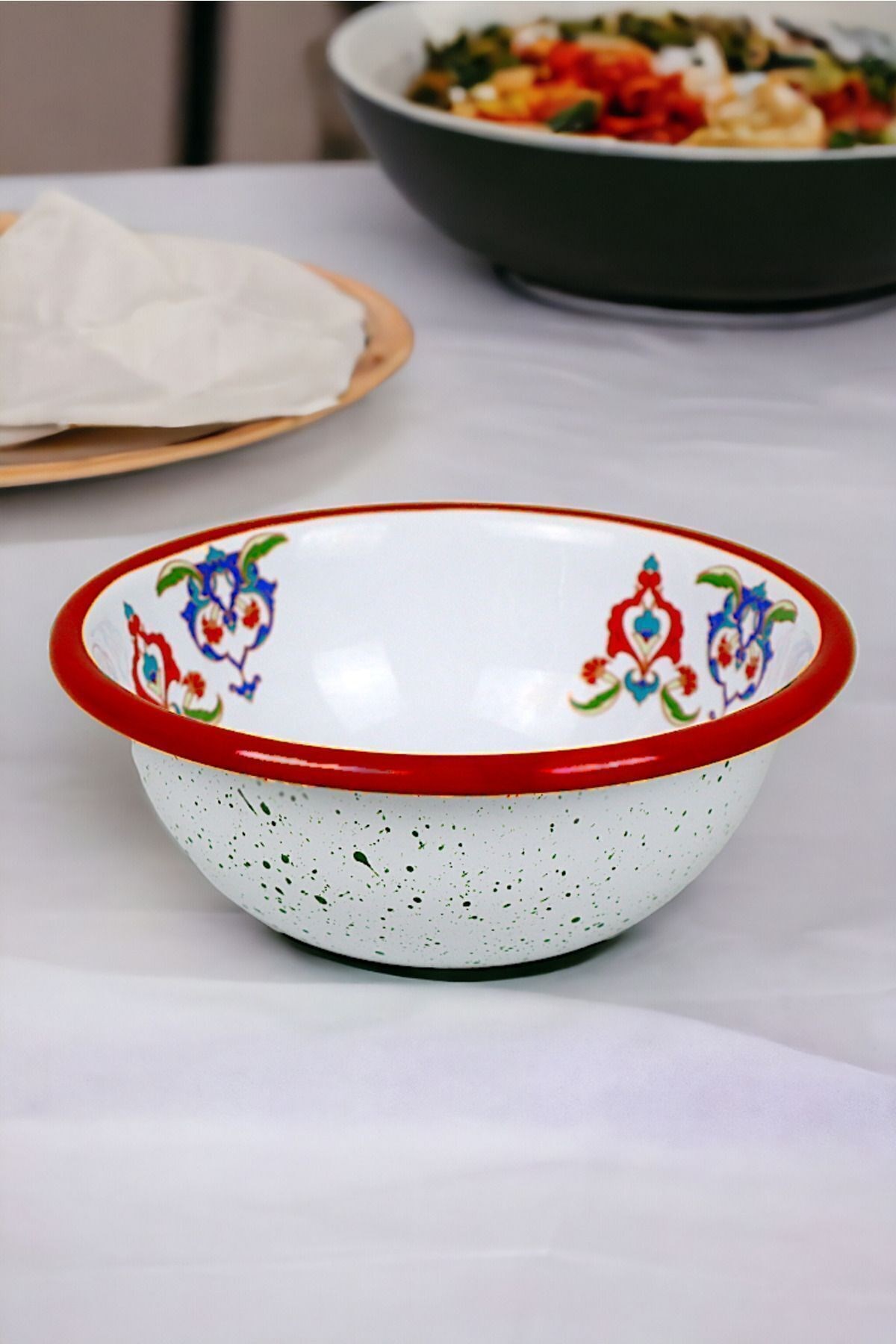 13 No Emaye Kase,  Tabak, Çeyiz, Çukur Tabak, Çorba Kase, Mama Tabağı 13 Cm
