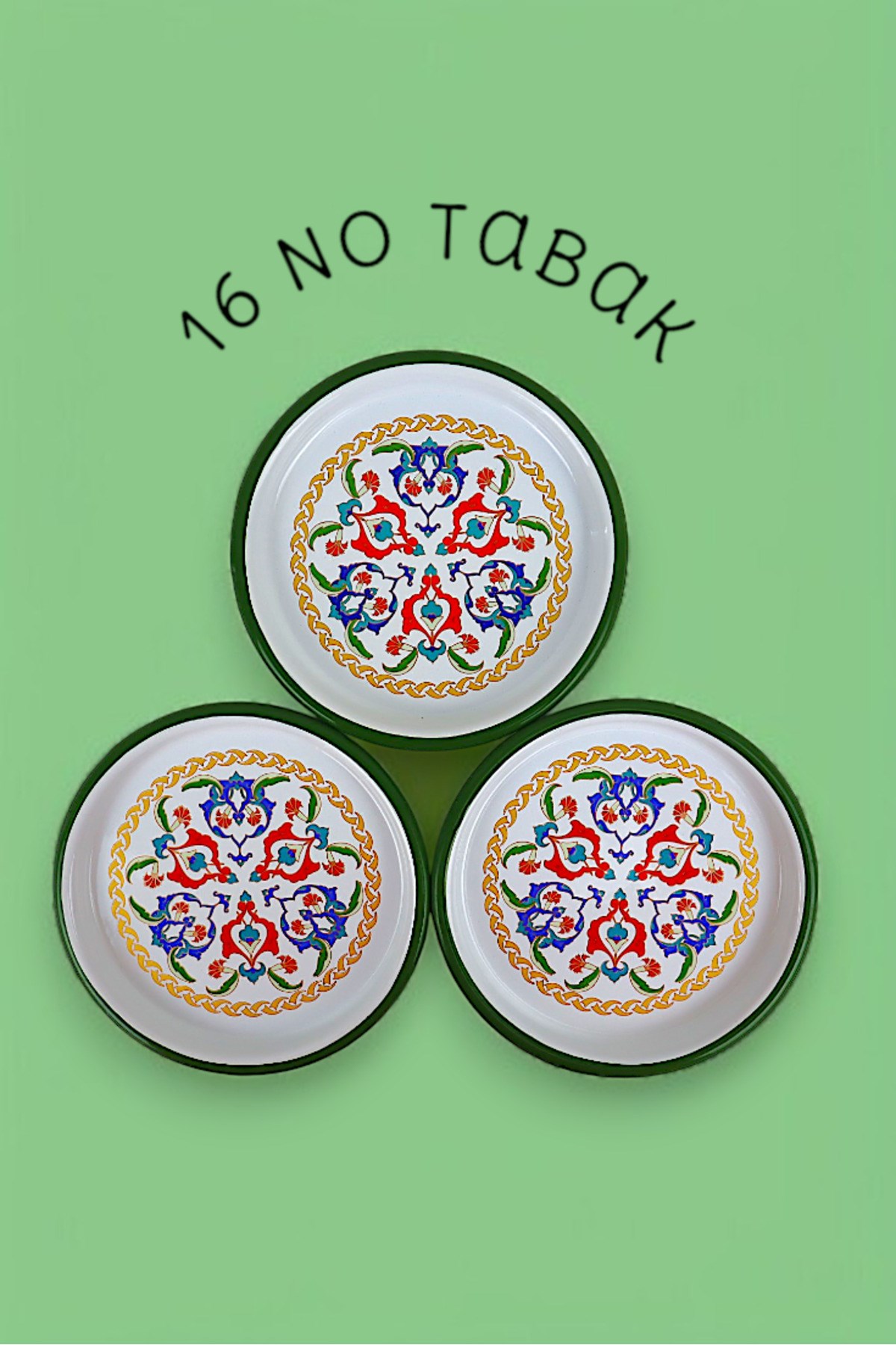16 Cm 3 Parça Emaye Tabak 3 Kişilik Kahve Tabağı, Servis Tabağı Çerez Tabağı,, Hediye,
