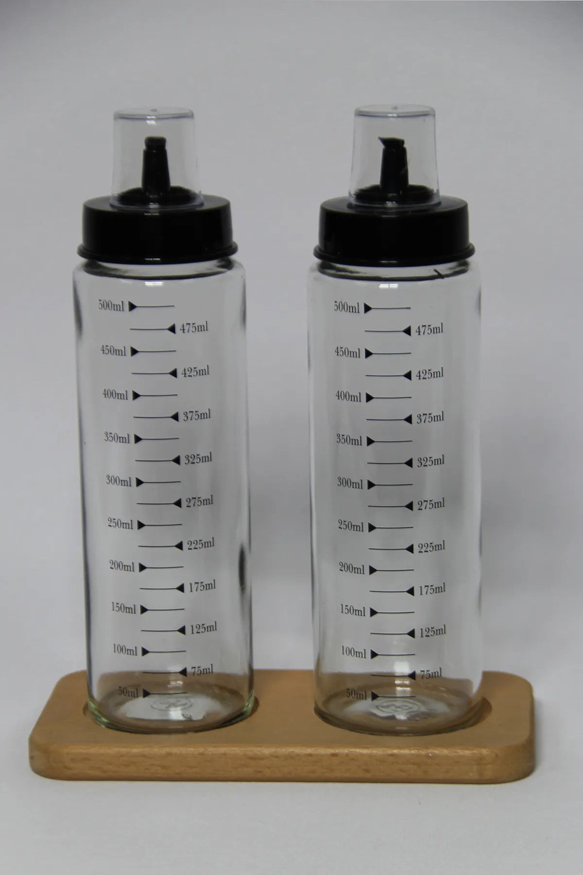 2 Adet 500 Ml Ahşap Altlıklı Damlatmaz Yağdanlık
