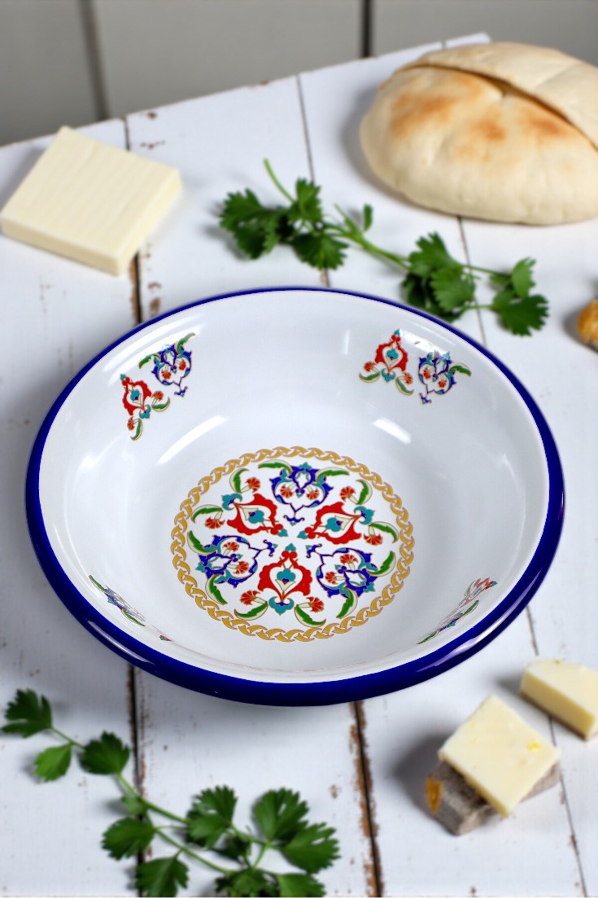 20 Cm Emaye Kase Tabak, Çukur Tabak, Salata Tabak, Cips Tabak