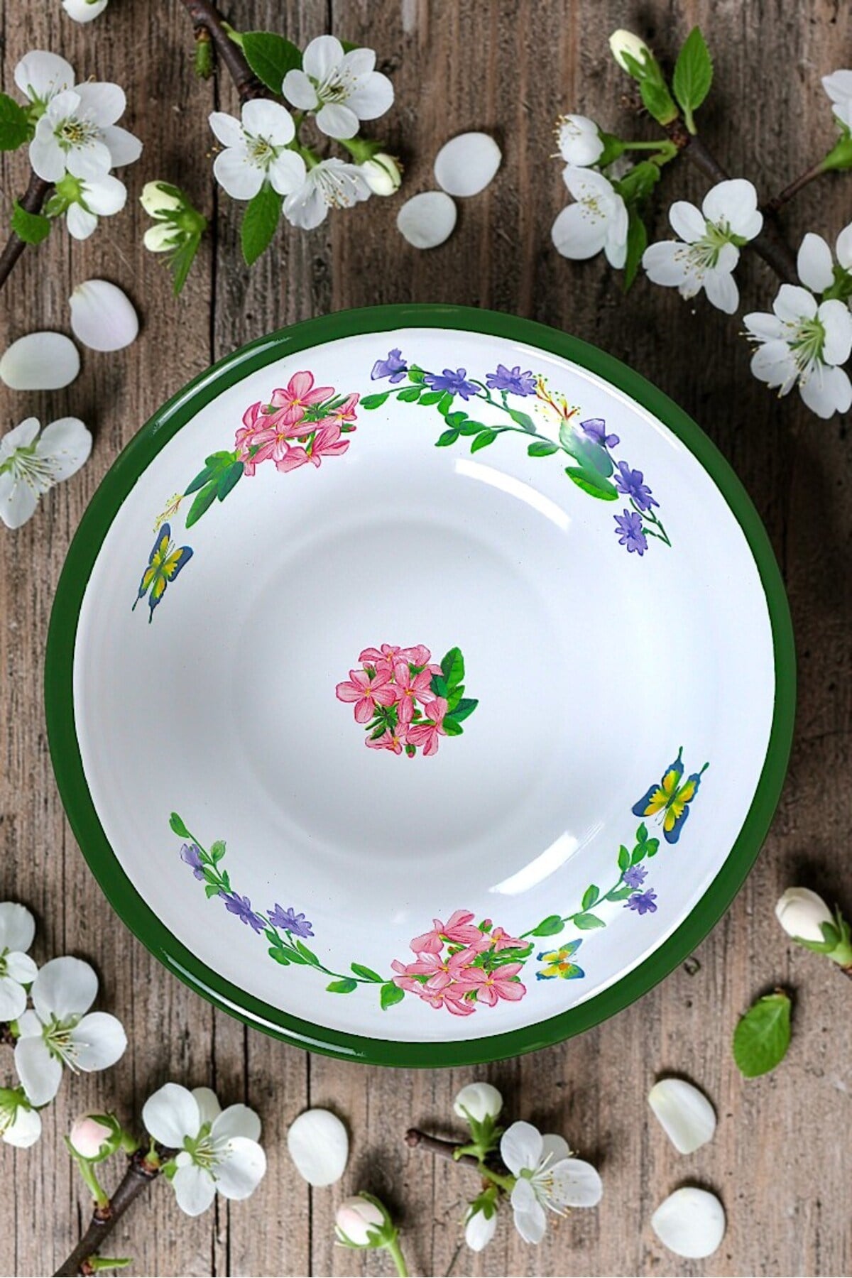 20 Cm Emaye Kase Tabak, Çukur Tabak, Salata Tabak, Cips Tabak