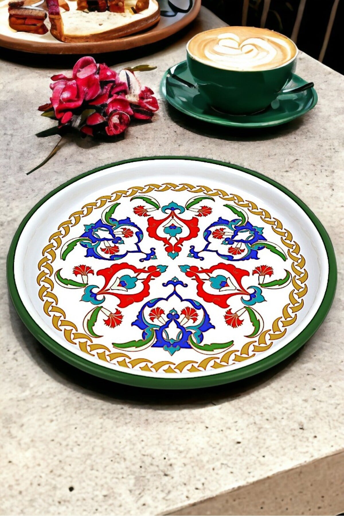 22 Cm Sunum Tepsisi Tek Kişilik Servis Tepsisi Kahve Tepsisi Tabağı Sunum Tabağı Servis Tabağı Çeyiz