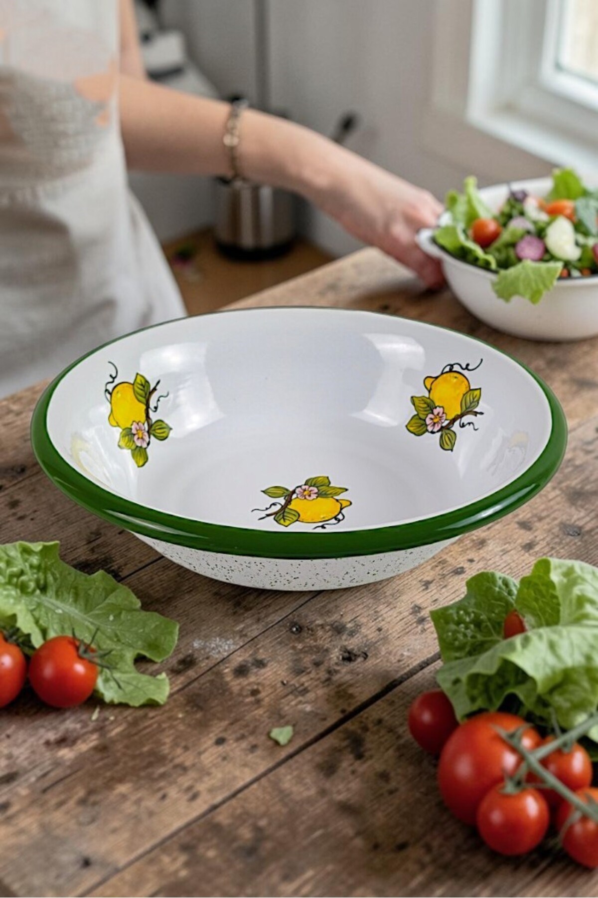 24 Cm Emaye Kase , Çukur Tabak, Salata Tabak, Cips Tabak