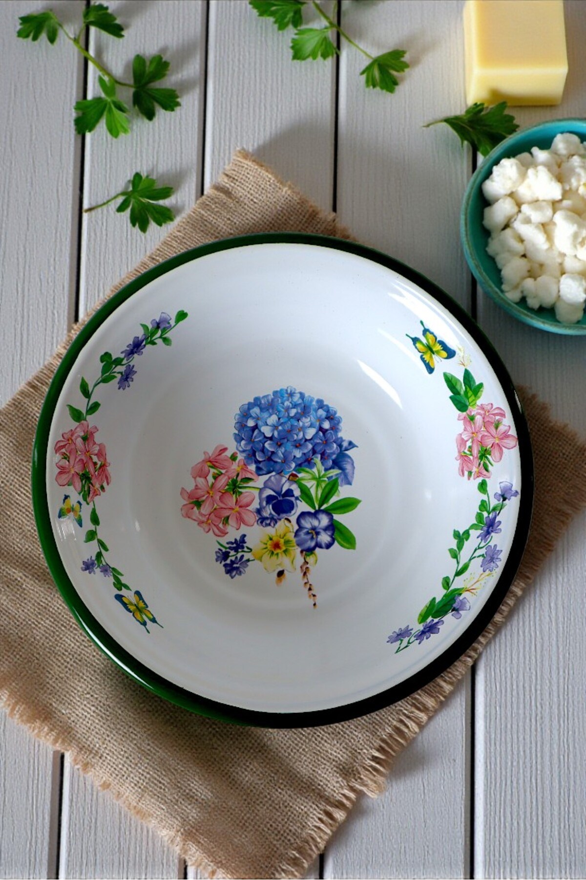 24 Cm Emaye Kase , Çukur Tabak, Salata Tabak, Cips Tabak