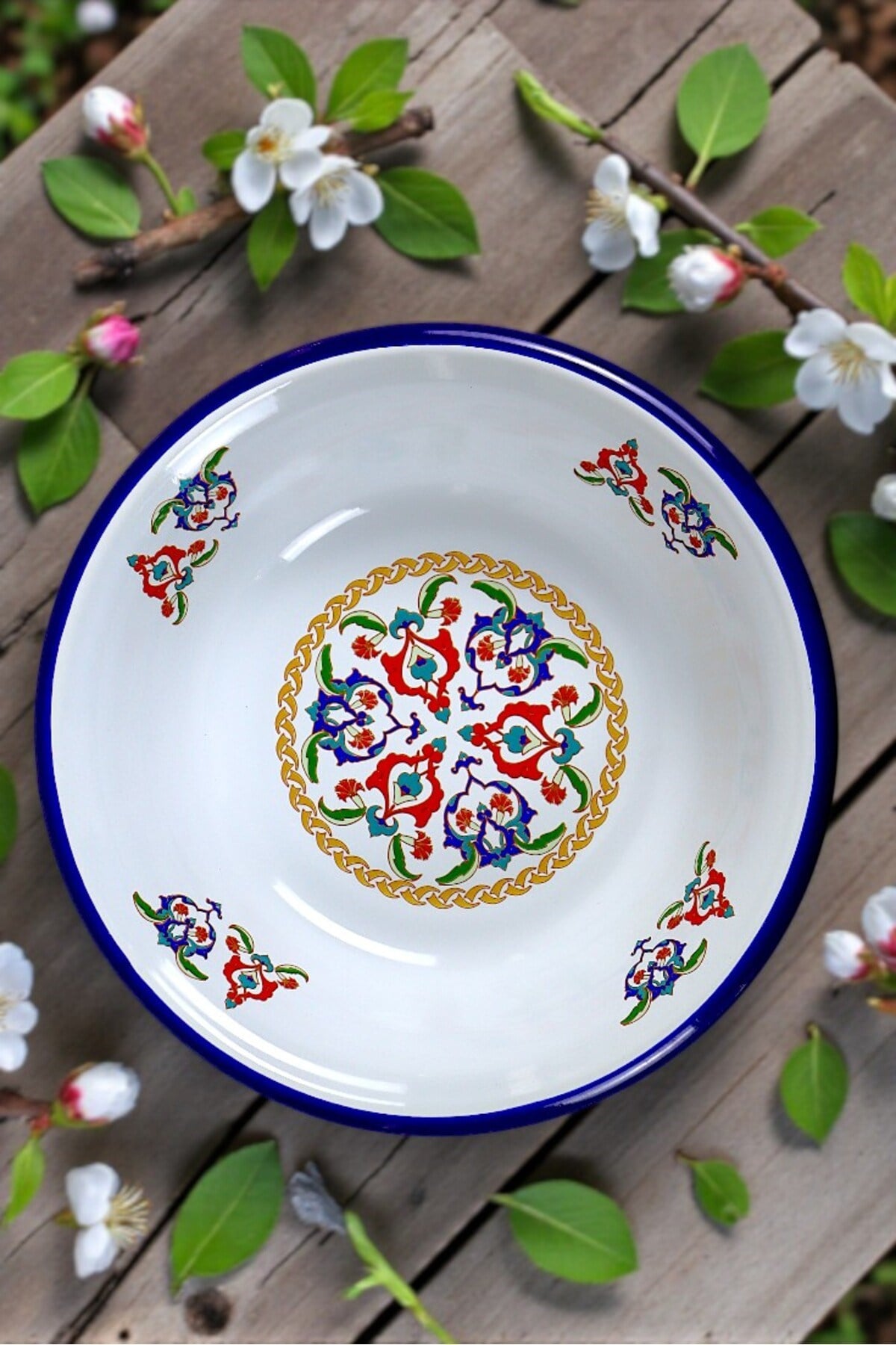 24 Cm Emaye Kase Tabak, Çukur Tabak, Salata Tabak, Cips Tabak