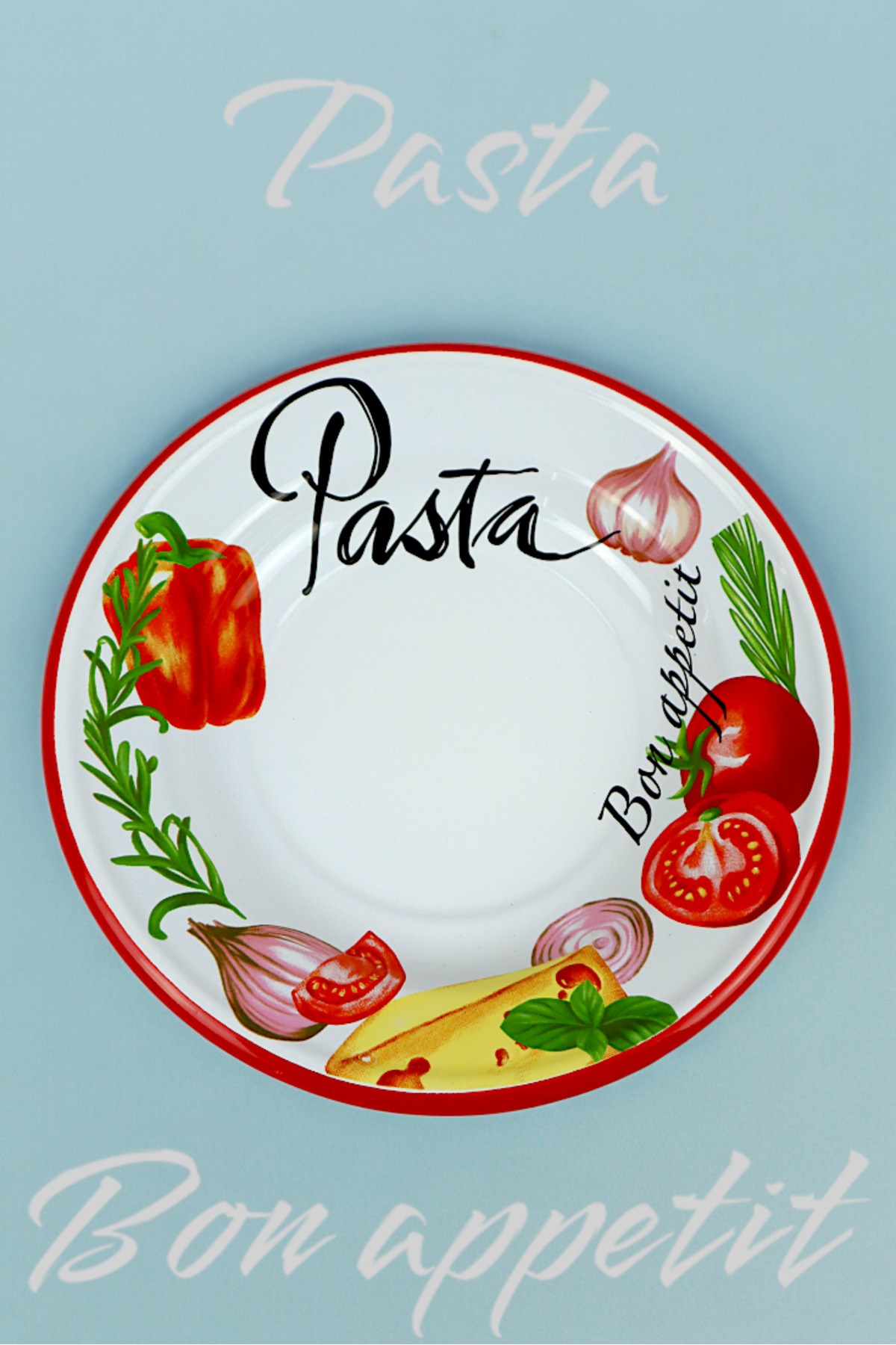 24 No Emaye Makarna Tabağı Tabak Servis Yemek Kamp Piknik 24 Cm
