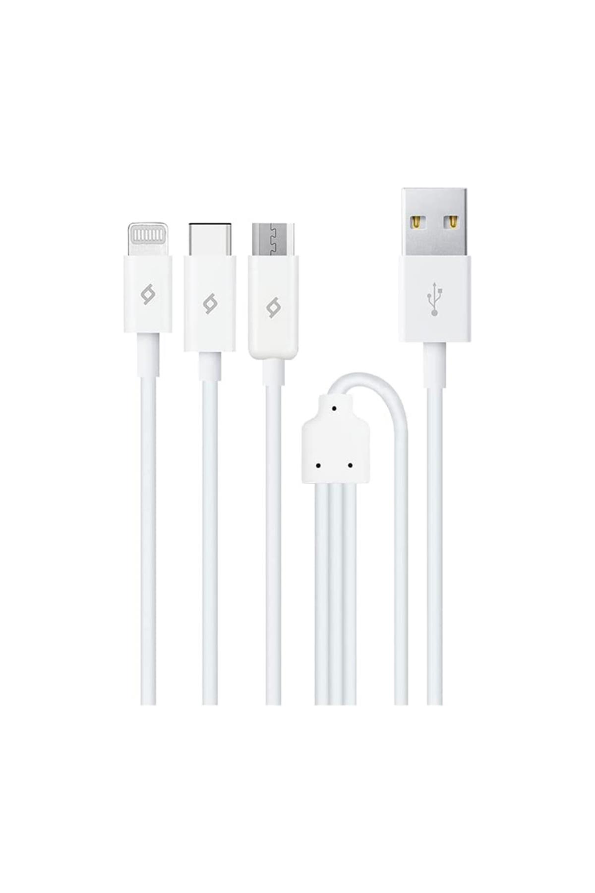 2Dk7521 Trio Şarj Kablosu Typec,Lightning,Micro Usb Beyaz