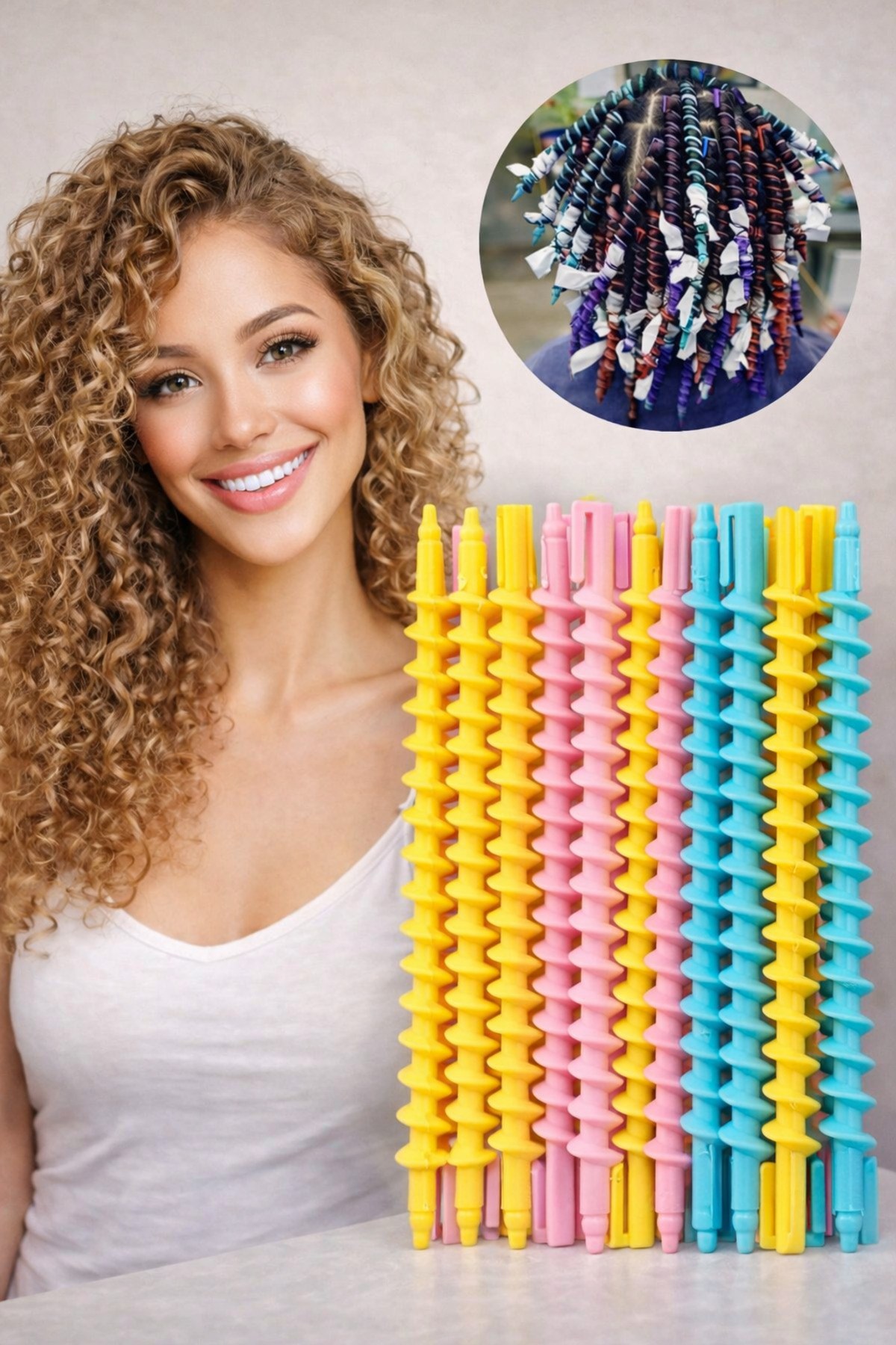 30 Adet Spiral Saç Şekillendirici Bigudi Seti Isısız Bukle Aparatı