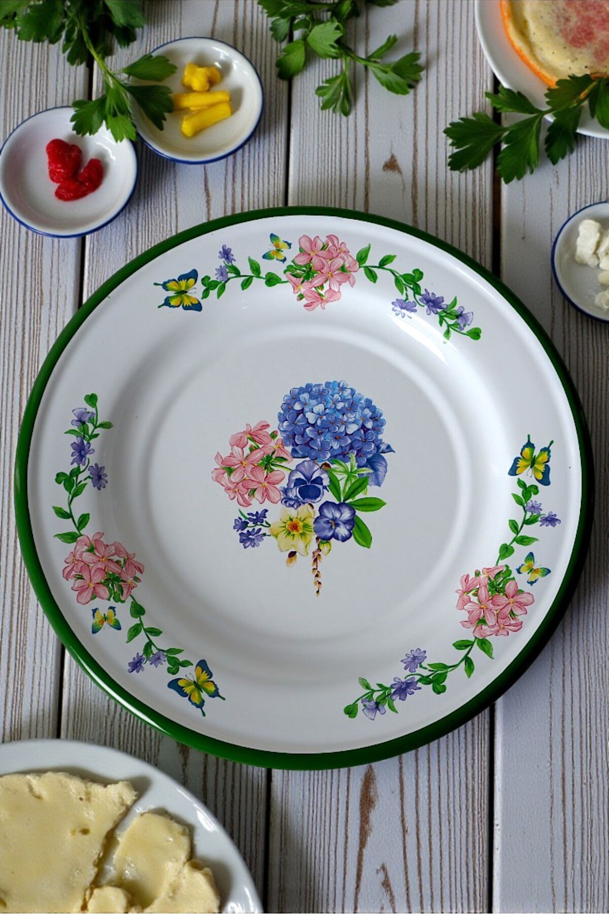 30 No 30 Cm Emaye Yemek Tabağı Tabak Servis Yemek Kamp Piknik, Çeyiz, Hediye