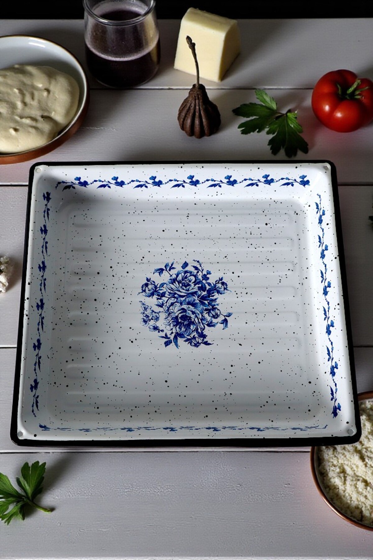34x37 No Emaye Fırın Tepsi Dikdörtgen Tepsi 37 Cm