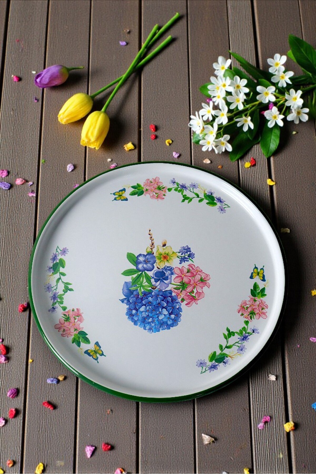 36 No Beyaz Sunum Servis Tabağı Tepsisi Supla Pasta Tabağı Servis Tabağı Çeyiz Hediye ~ 36cm