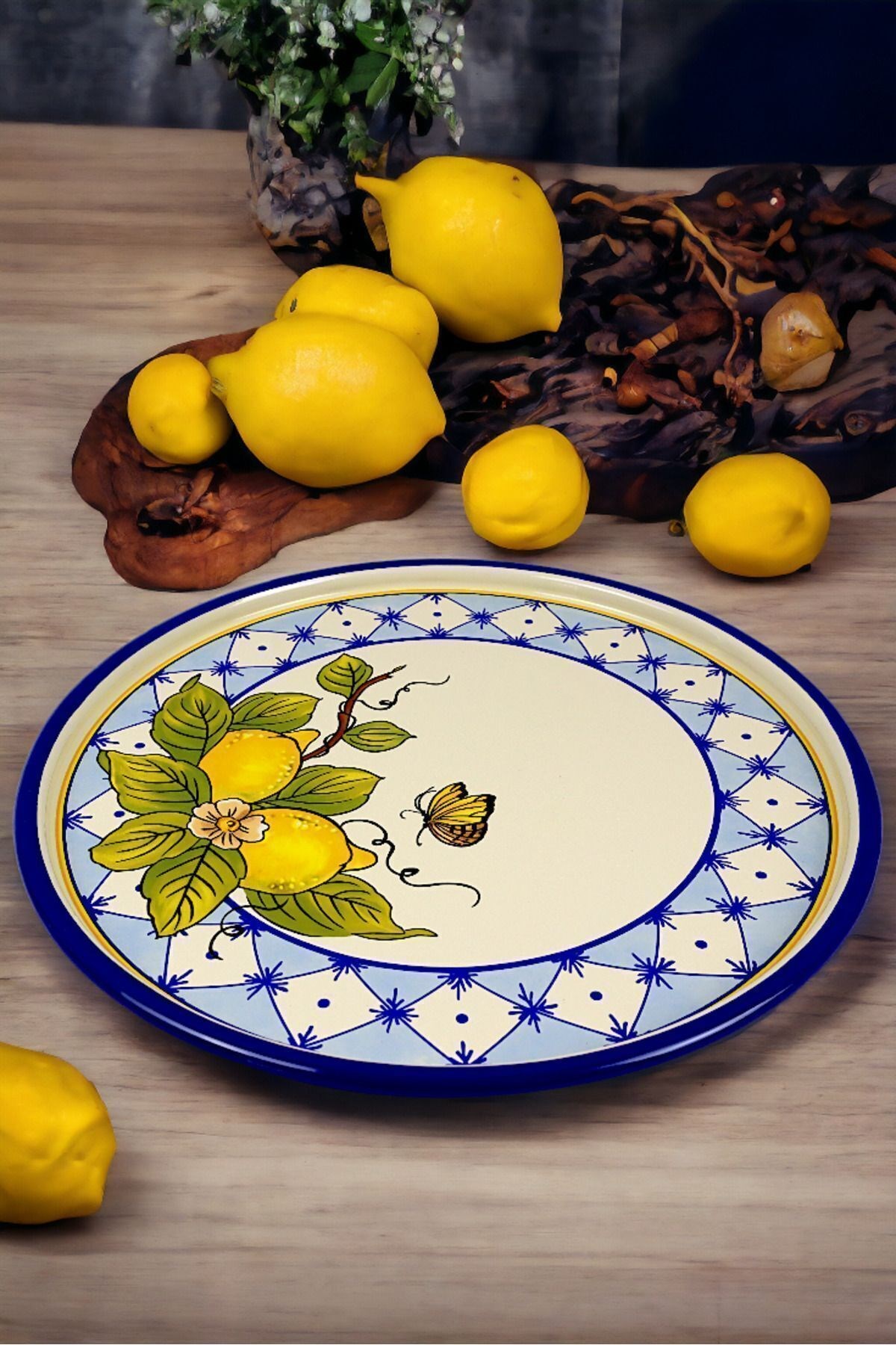 36 No Sunum Servis Tabağı Tepsisi Supla Pasta Tabağı Servis Tabağı Çeyiz Hediye ~ 36cm