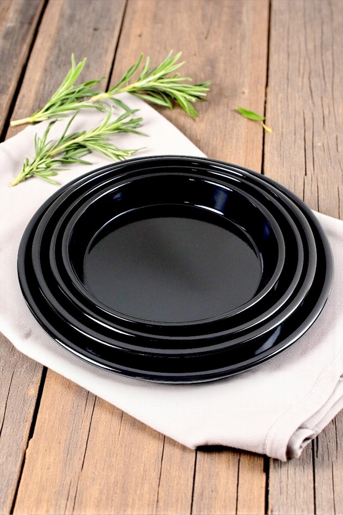 4 Parça30-34-38-42 No Emaye Fırın Tepsi Yuvarlak Tepsi ~30 cm~34 Cm~38 cm~41cm