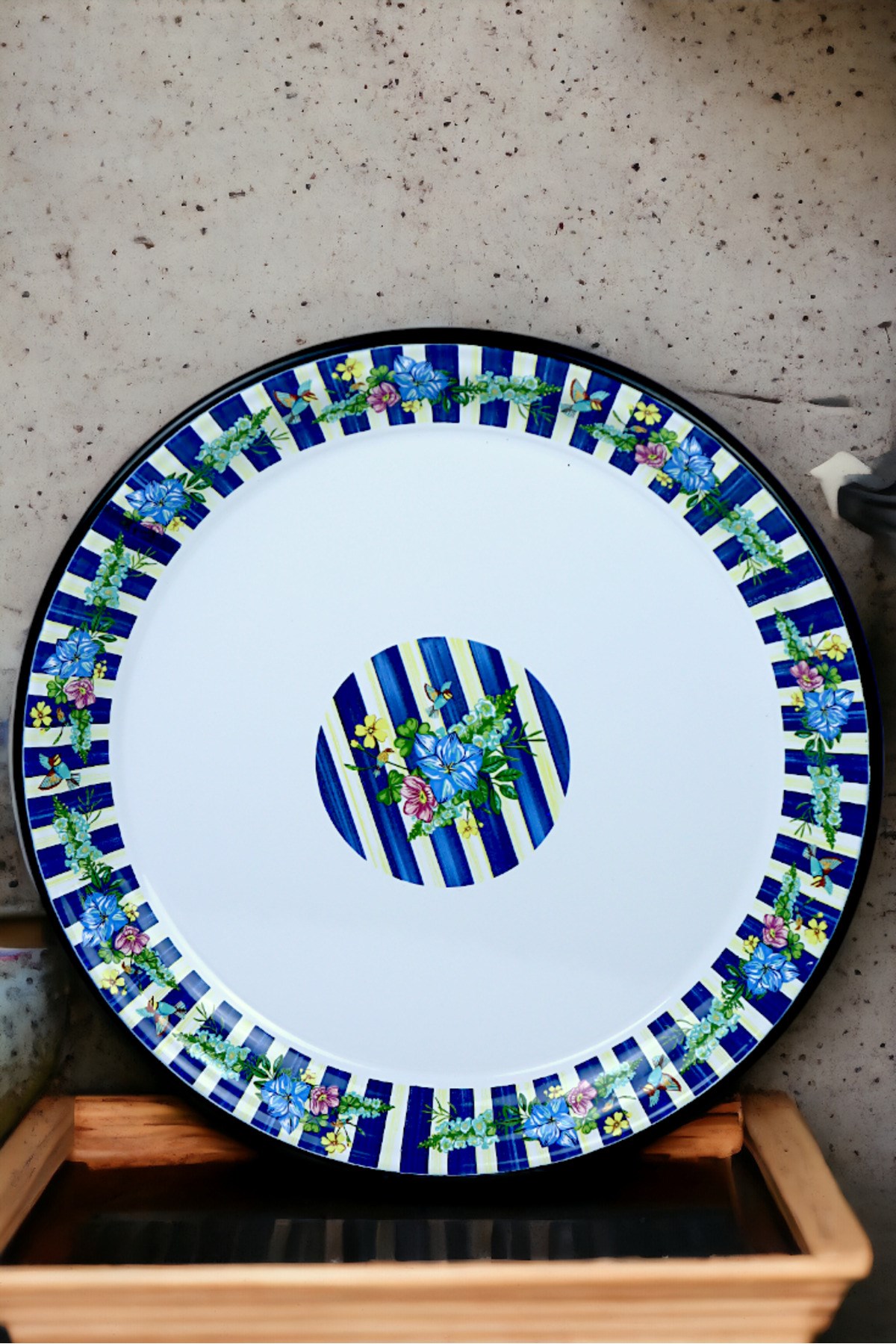 50 No Emaye Sini Sofra, Yemek Sunum Tepsi, Yer Sofrası Çinko ~48 Cm