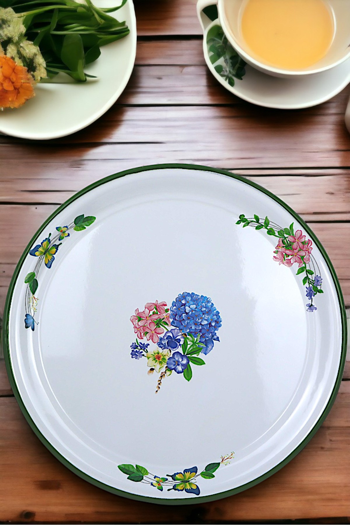 50 No Emaye Sini Sofra, Yemek Sunum Tepsi, Yer Sofrası Çinko ~48 Cm 1mm.KALIN ÜRÜN