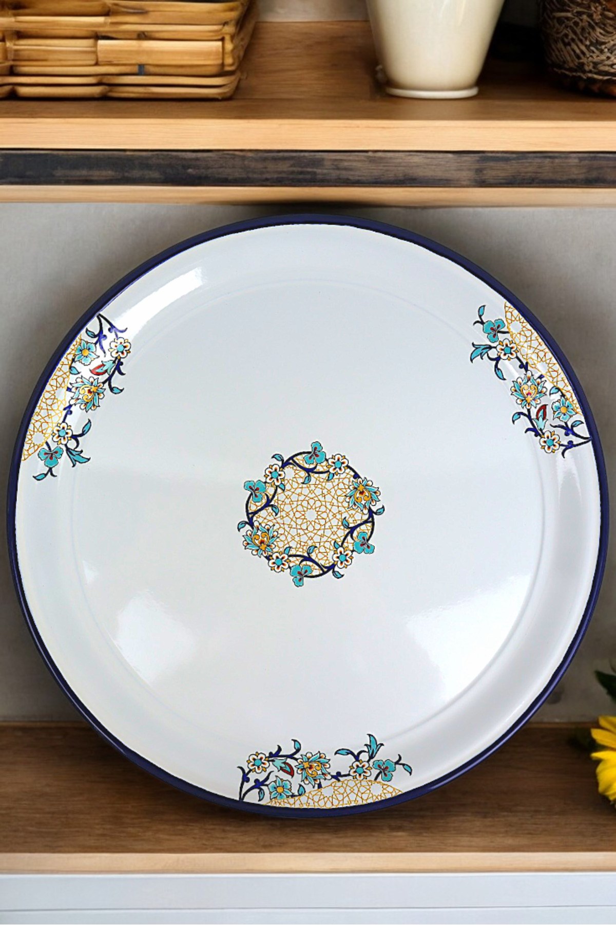 50 No Emaye Sini Sofra, Yemek Sunum Tepsi, Yer Sofrası Çinko ~48 Cm 1mm.KALIN ÜRÜN