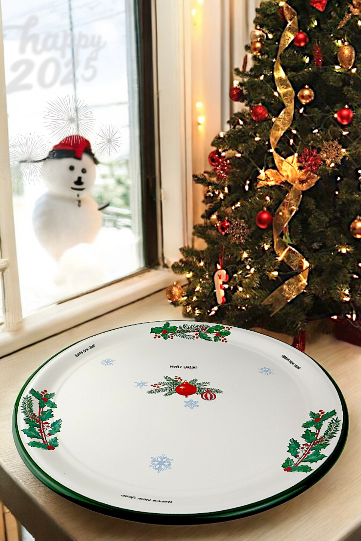 50 No Emaye Sini Sofra, Yemek Sunum Tepsi, Yer Sofrası Çinko ~48 Cm