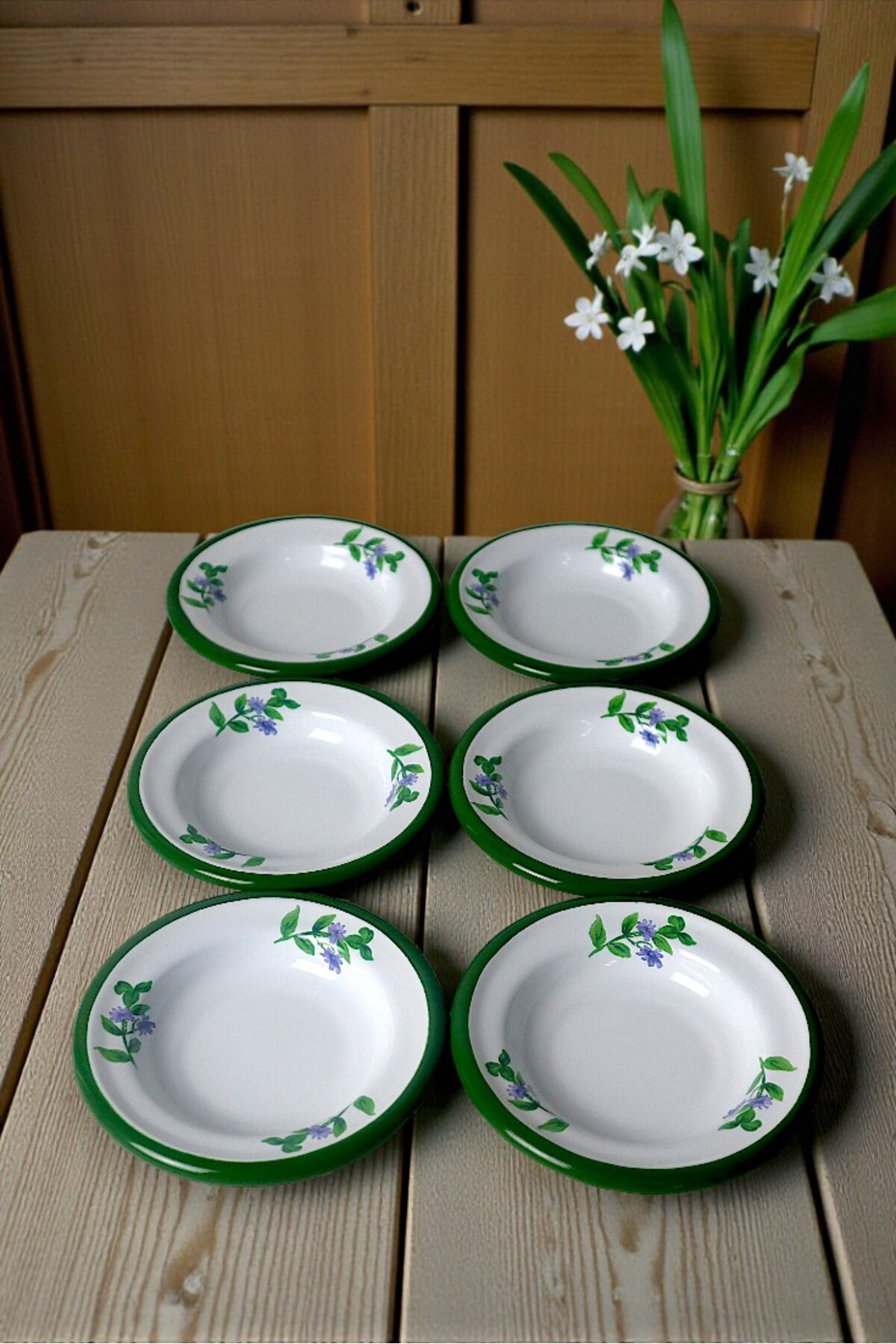 6 Parça 14Cm Emaye Tabak Set ,Kahvaltı Tabağı,Reçellik, Zeytin, Peynir Tabağı, Çeyiz