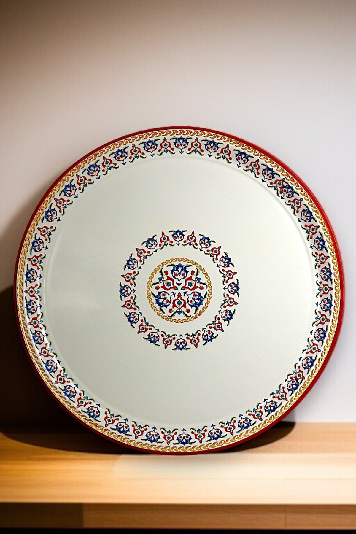 60 No Emaye Sini Sofra, Yemek Sunum Tepsi, Yer Sofrası Çinko ~58 Cm