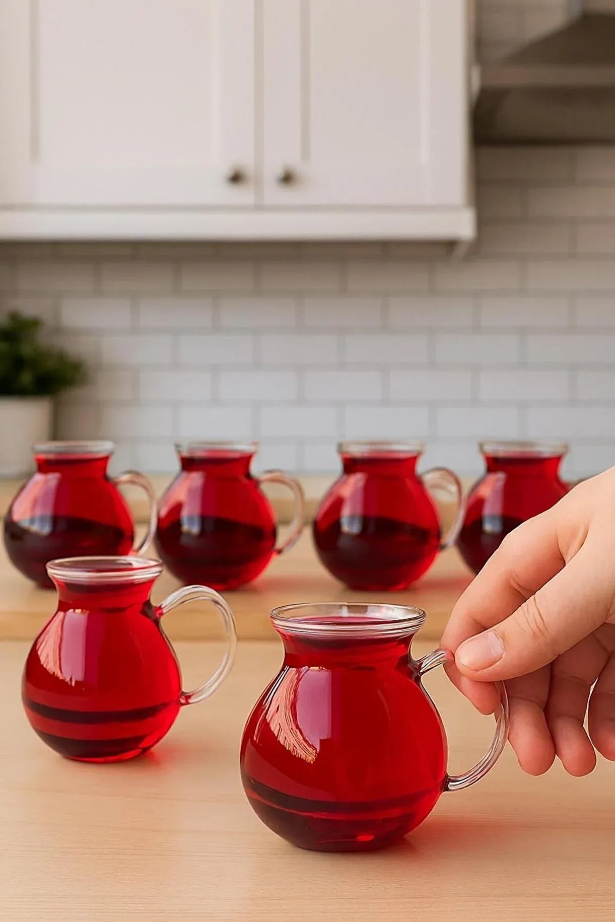 6'lı Isıya Dayanıklı Kulplu Çay Bardağı Seti – Modern Cam Çay Bardağı