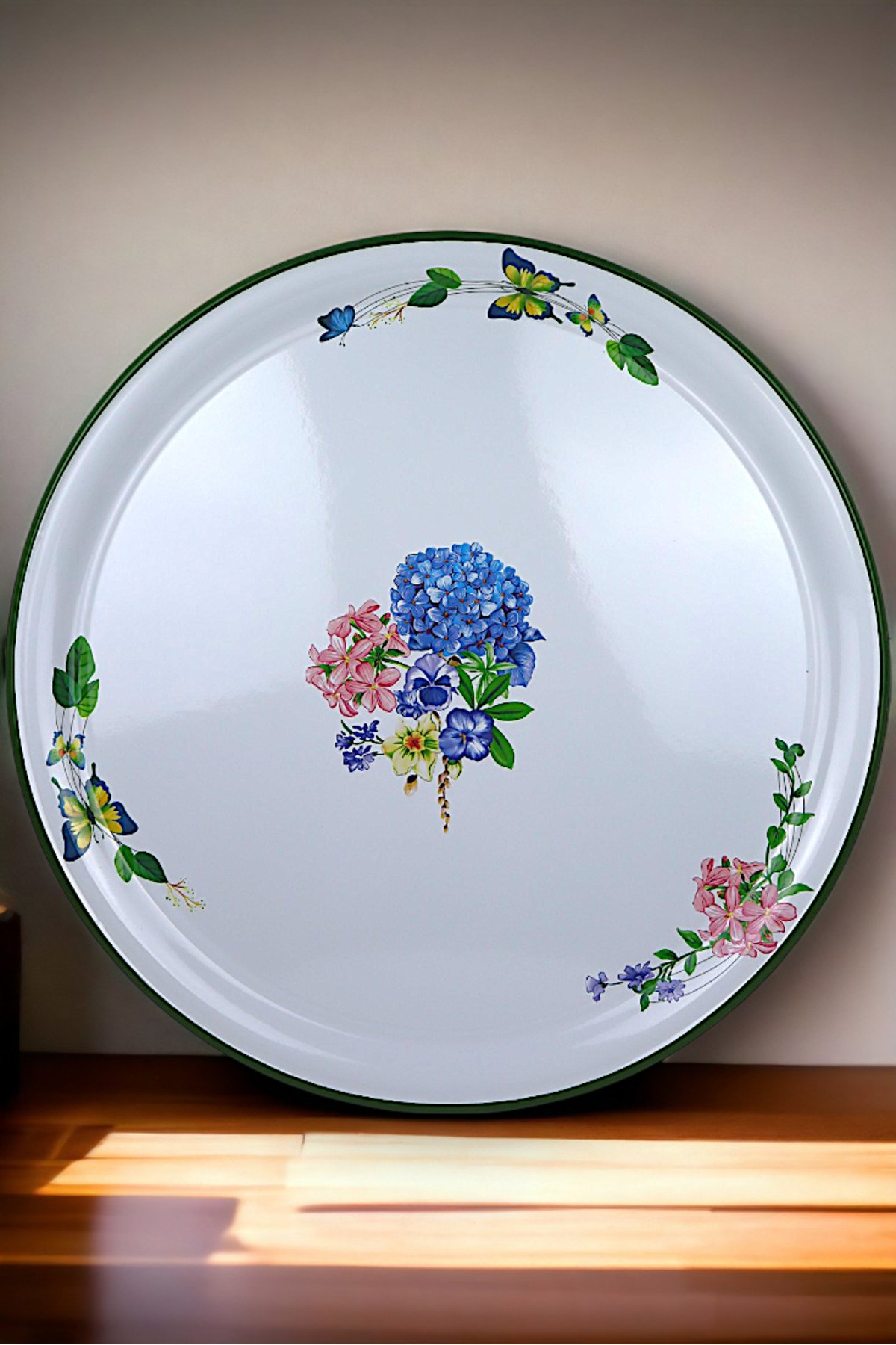 70 No Emaye Sini Sofra, Yemek Sunum Tepsi, Yer Sofrası Çinko ~68 Cm 1mm kalın ürün