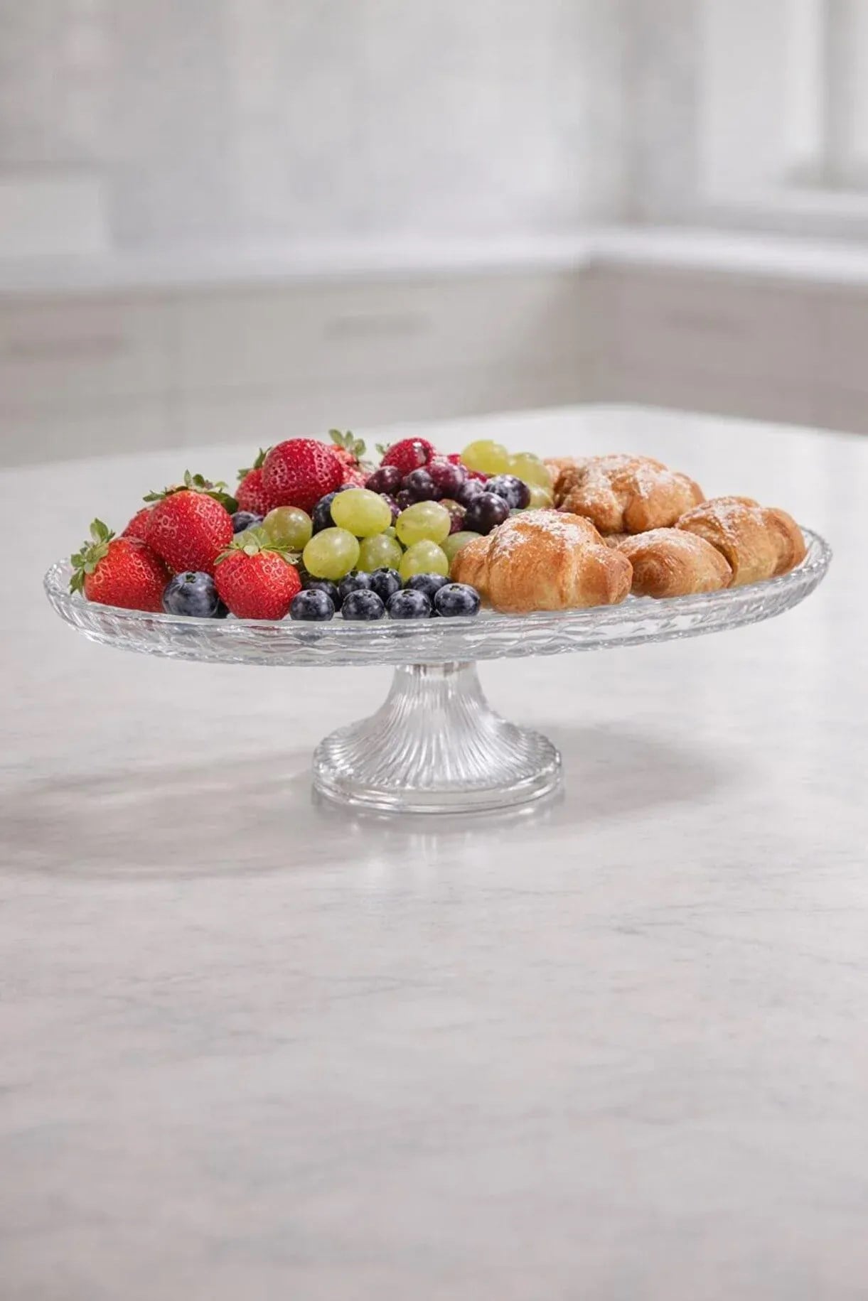Ayaklı Cam Sunumluk Oval Servis Tabağı 39,5 cm – Meyvelik ve Pasta Standı