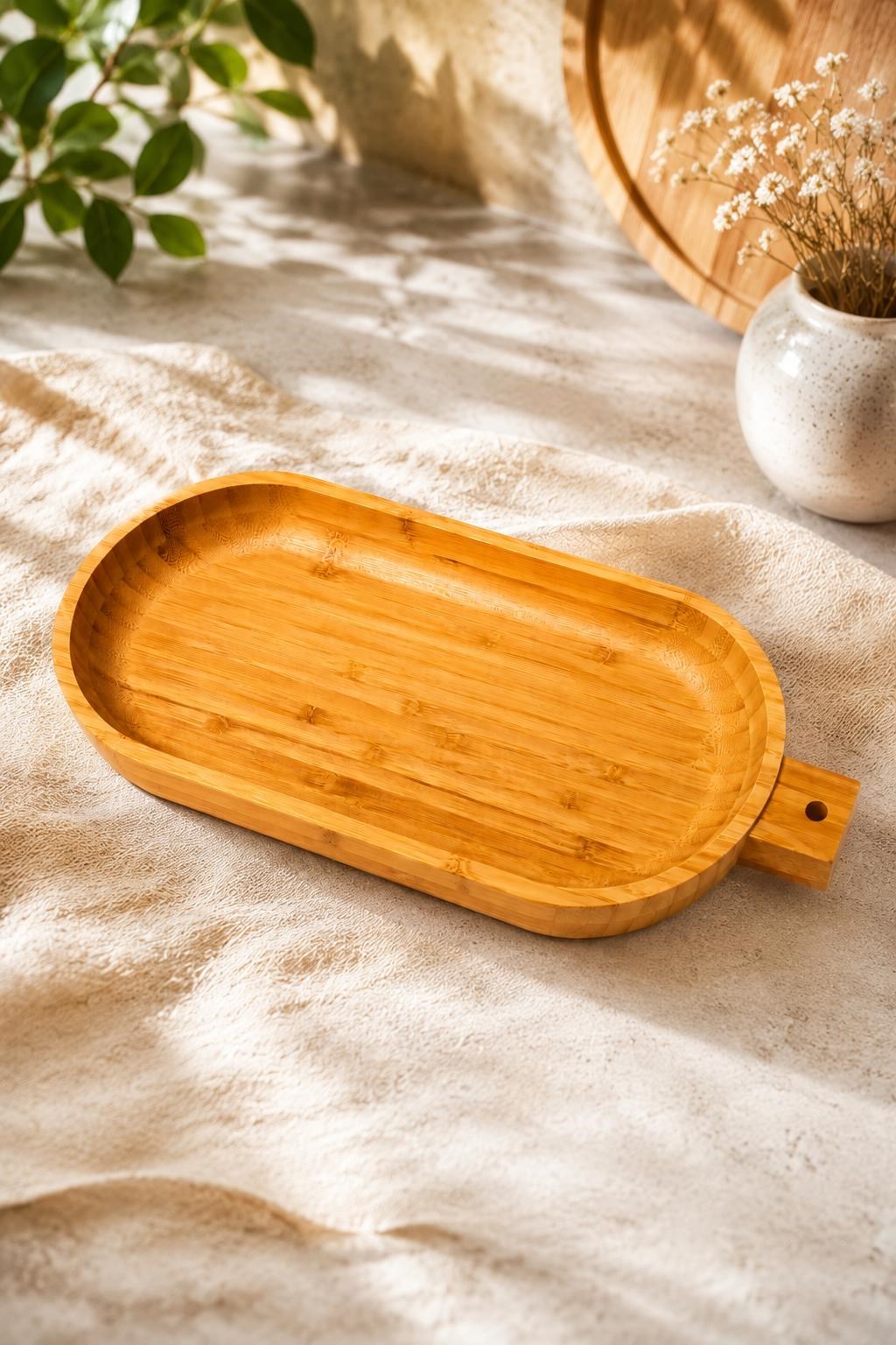 Bambu Servis ve Sunum Tepsisi 32 cm – Şık Sofra Düzenleyici