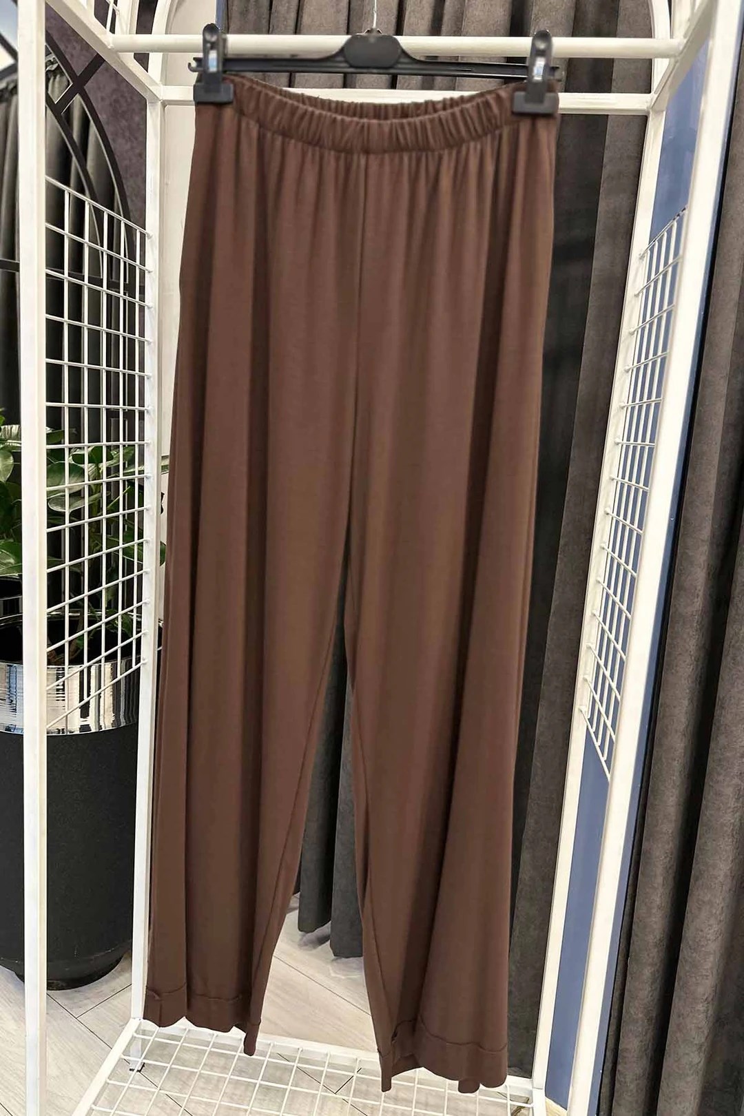 CEREMONY Paçası Katlama Dikiş Beli Lastikli Bol Paça Bambu Pantolon
