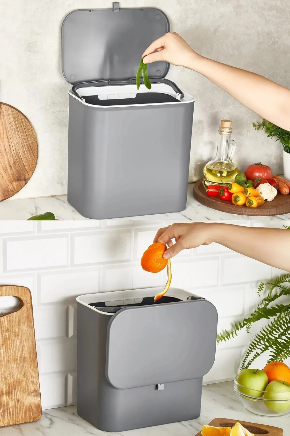 Çift Yönlü Kapaklı Pratik Banyo Ve Mutfak Çöp Kovası