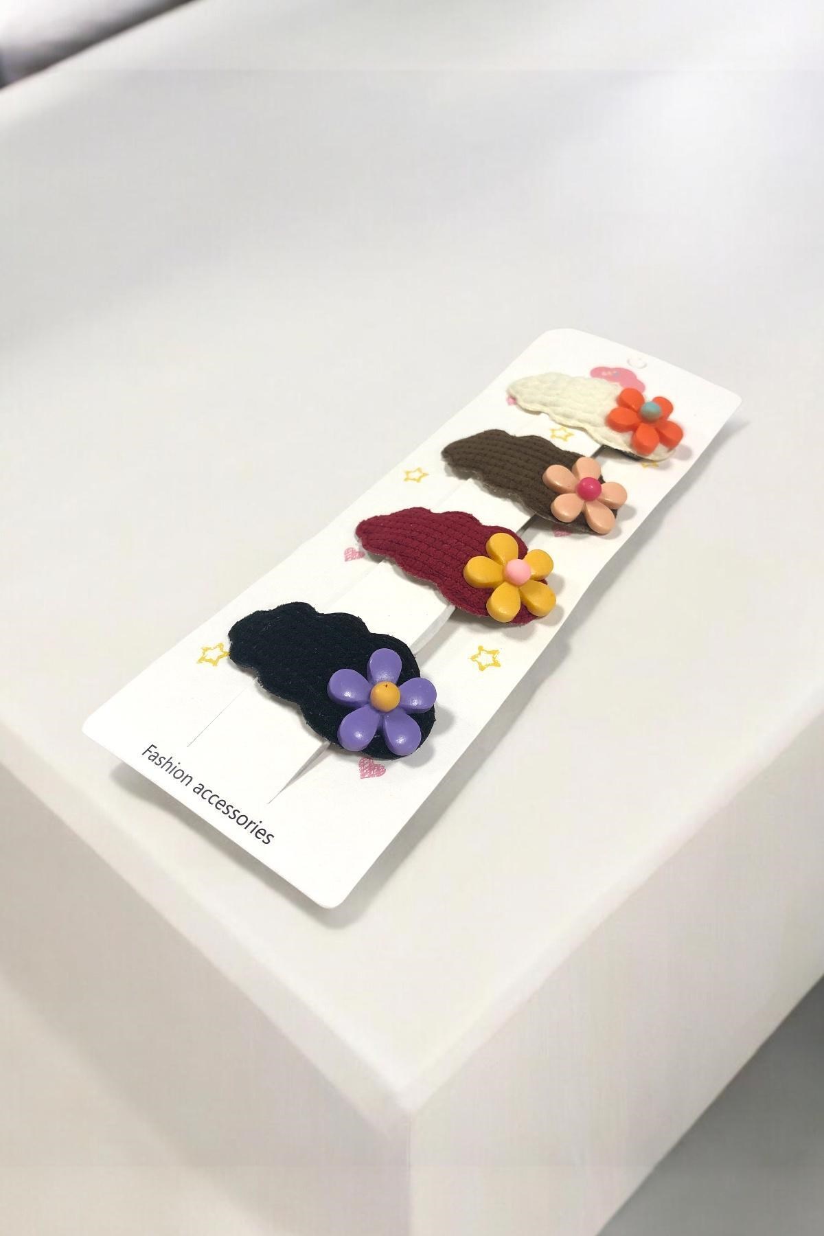 Çocuk 4 Adet Papatya Figürlü 5,5 Cm Çıtçıt Toka