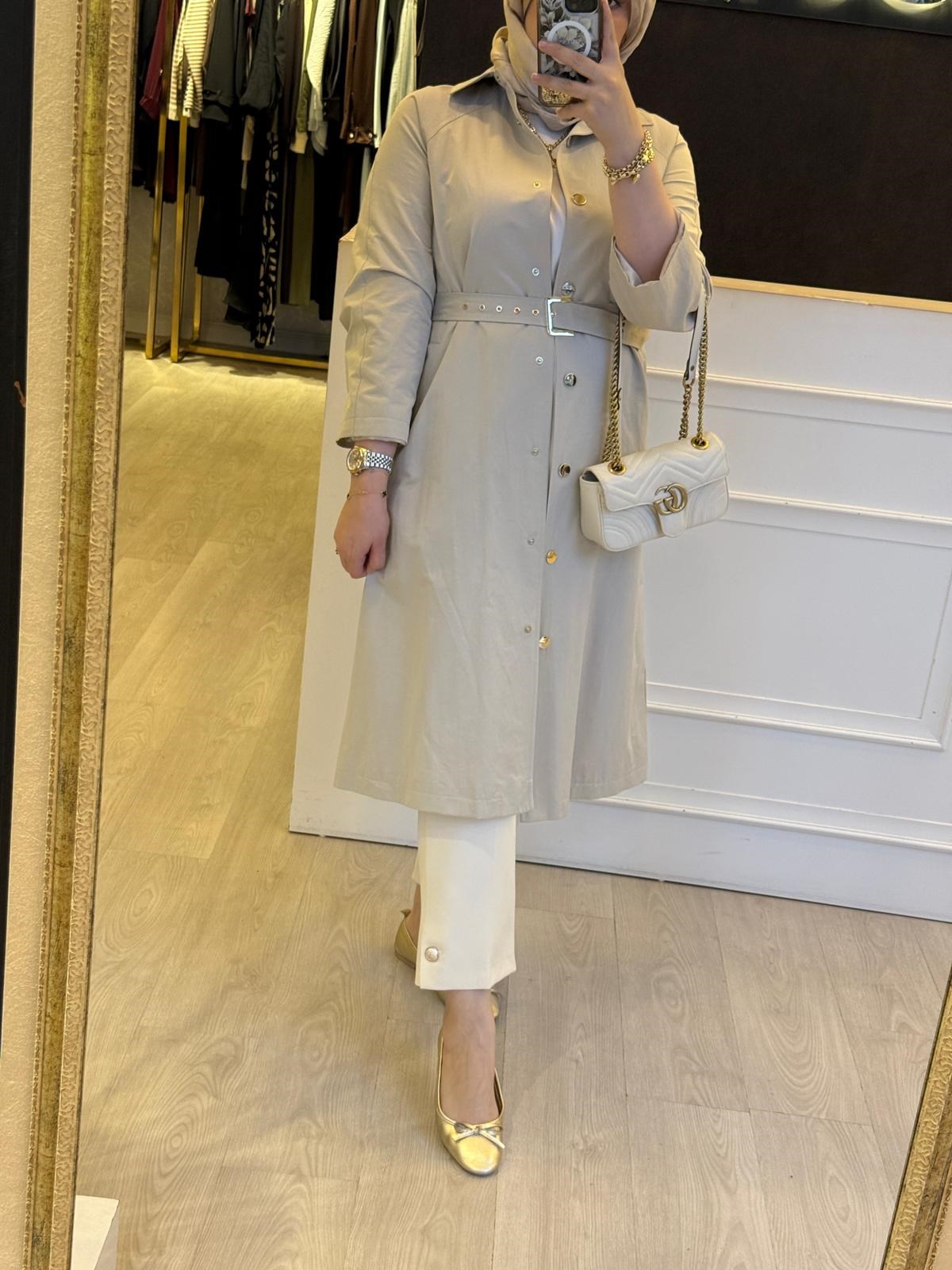 GHİSA Belden Bağlamalı Uzun Kap