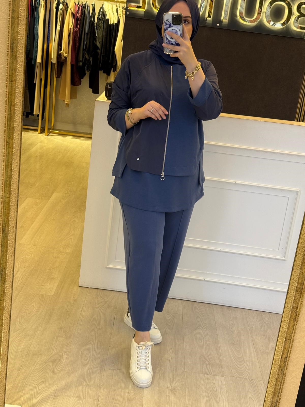 GHİSA Ferumuar Tasarım Mix Kumaş Tunik Pantolon Takım