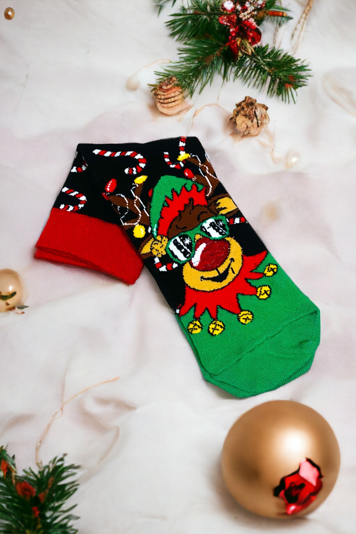 Kadın & Erkek Unisex Yeni Yıl Yılbaşı Soket Çorap