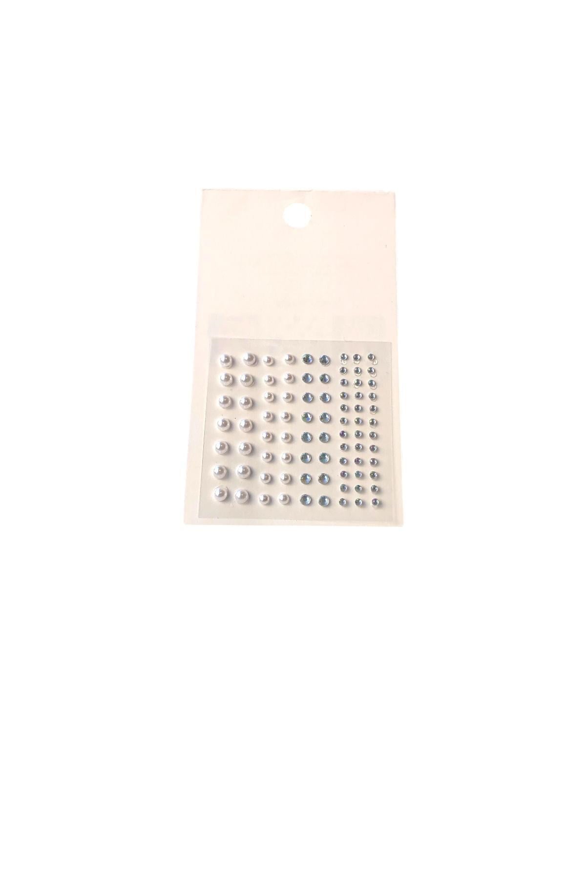 Kendin Yapışkanlı Yüz Ve Tırnak 3D Sticker İnci Ve Kristal Görünümlü