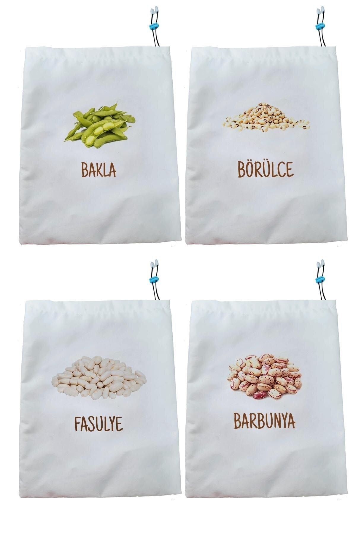 Kuru Bakliyat Saklama Torbası Bakla Börülce Fasülye Barbunya 4'lü