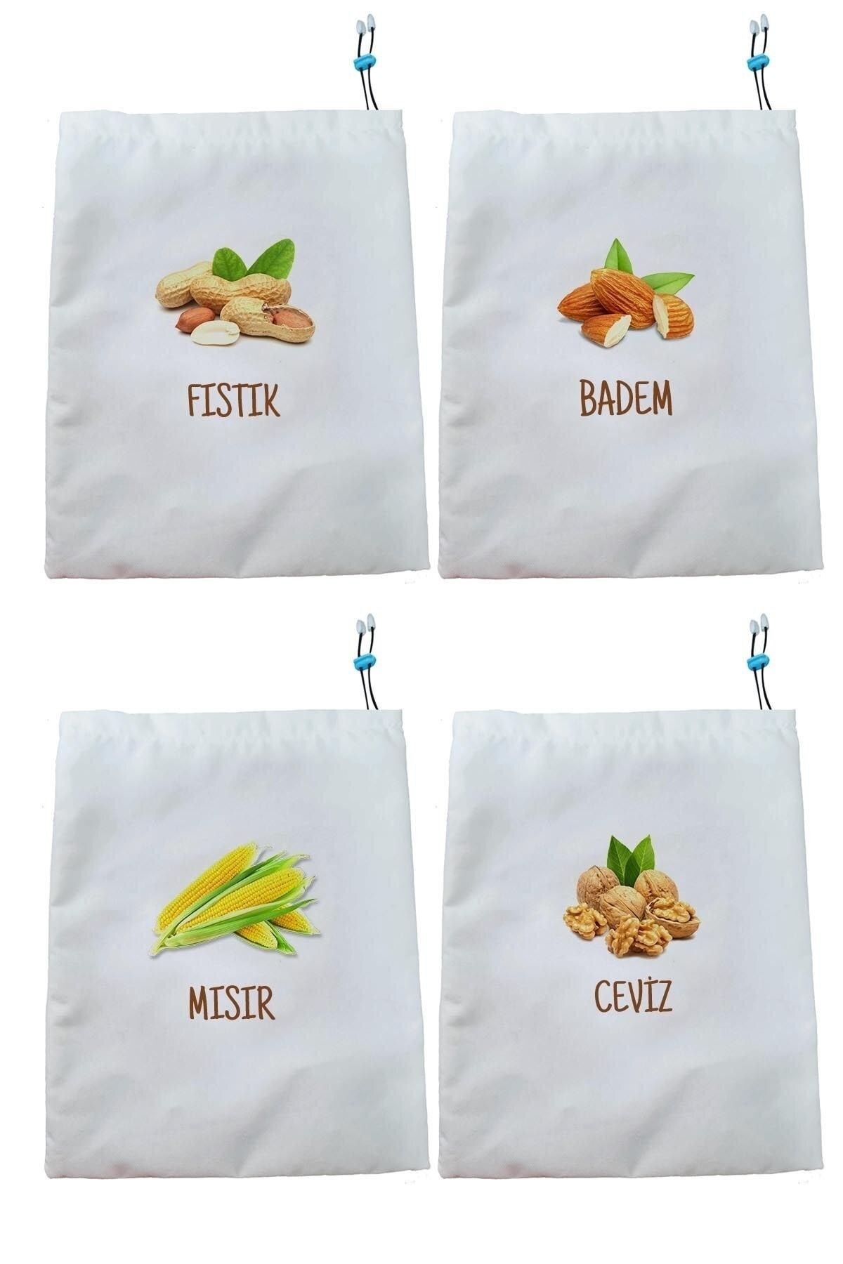 Kuru Bakliyat Saklama Torbası Fıstık Badem Mısır Ceviz 4'lü