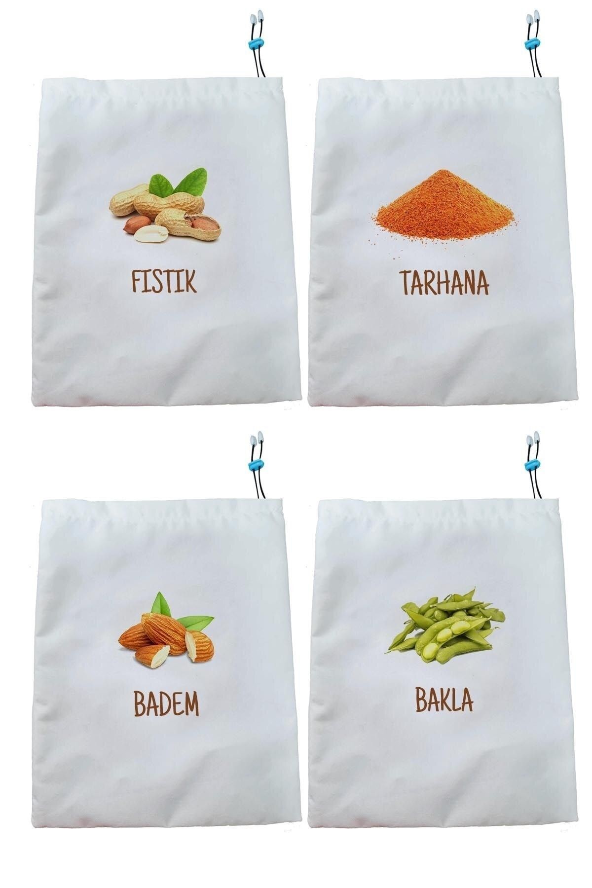Kuru Bakliyat Saklama Torbası Fıstık Tarhana Badem Bakla 4'lü