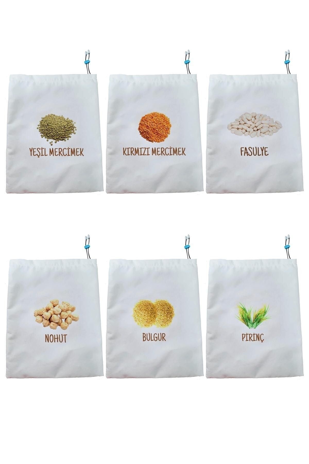 Kuru Bakliyat Saklama Torbası Mercimek Fasulye Nohut Bulgur Pirinç 6'lı