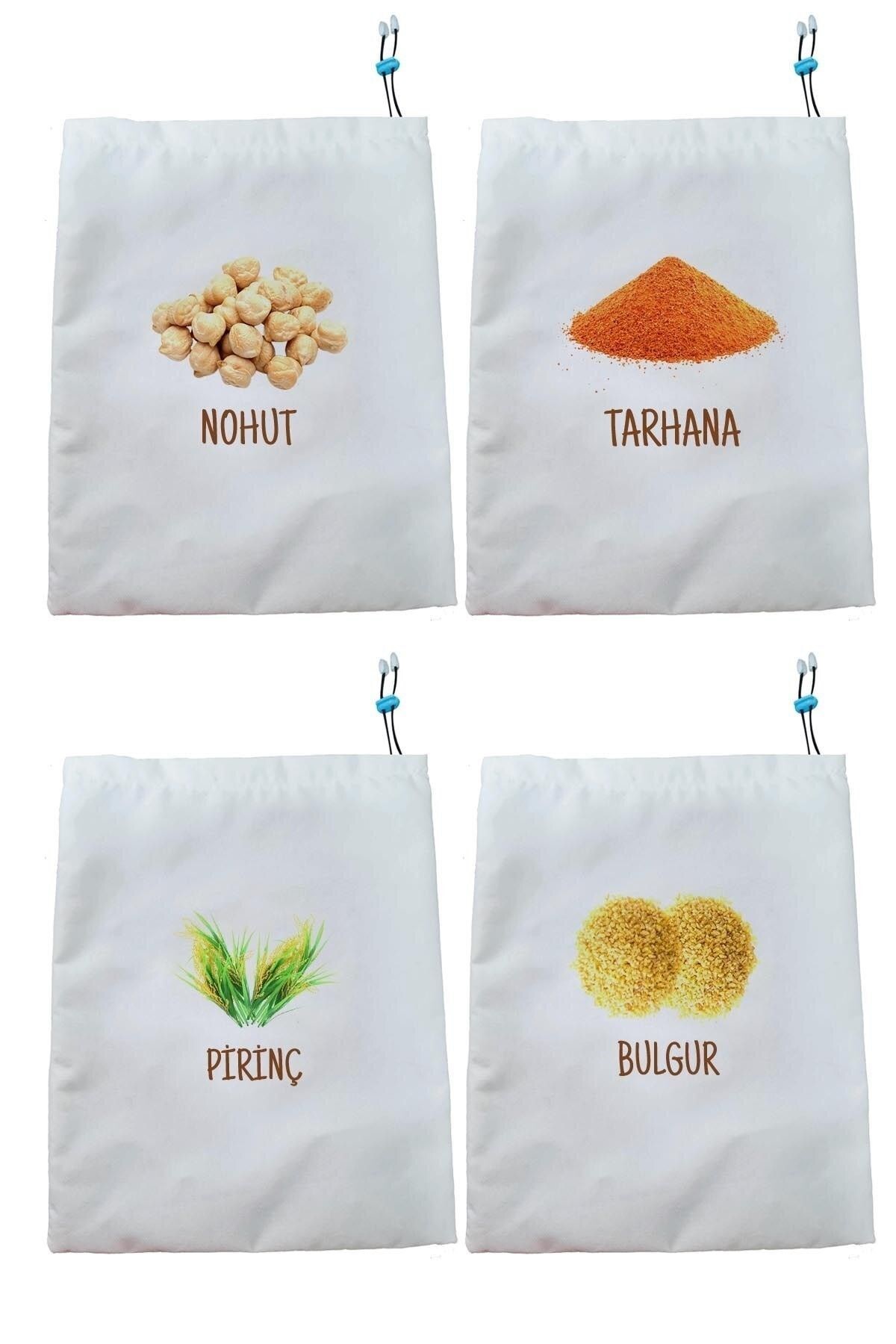 Kuru Bakliyat Saklama Torbası Nohut Tarhana Pirinç Bulgur 4'lü