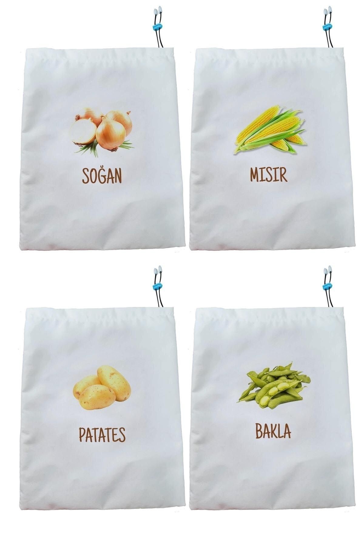 Kuru Bakliyat Saklama Torbası Soğan Mısır Patates Bakla 4'lü