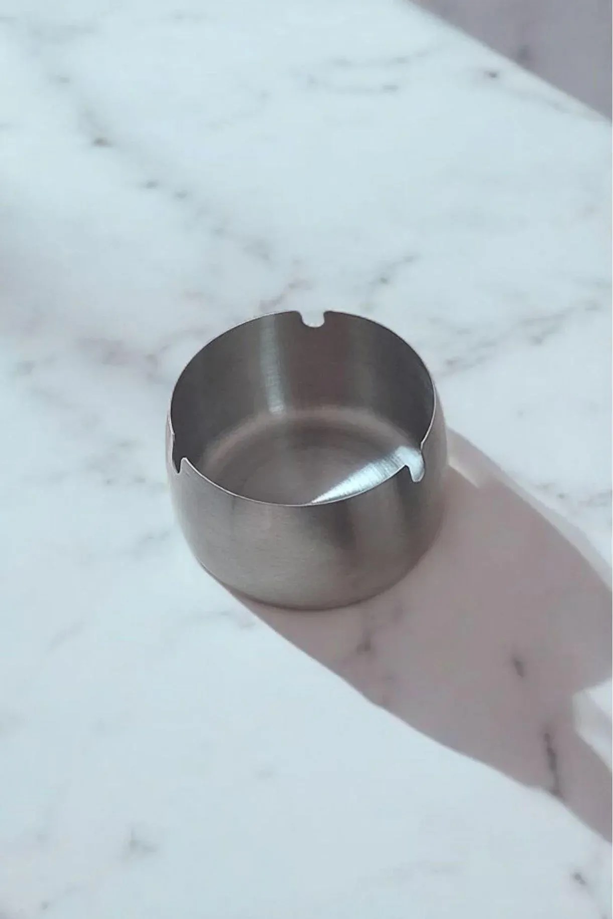 Metal Dekoratif Paslanmaz Çelik Küllük | Gri Masa Üstü Küllük